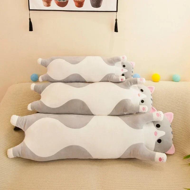 Big Size Long Cat Plush Toy - Cute Animal Soft Pillow for Kids and Office Naps - toys4pets.shop