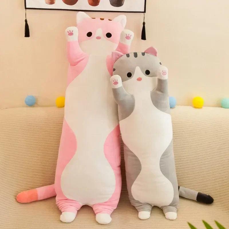 Big Size Long Cat Plush Toy - Cute Animal Soft Pillow for Kids and Office Naps - toys4pets.shop