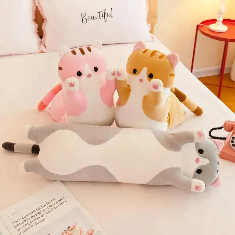 Big Size Long Cat Plush Toy - Cute Animal Soft Pillow for Kids and Office Naps - toys4pets.shop