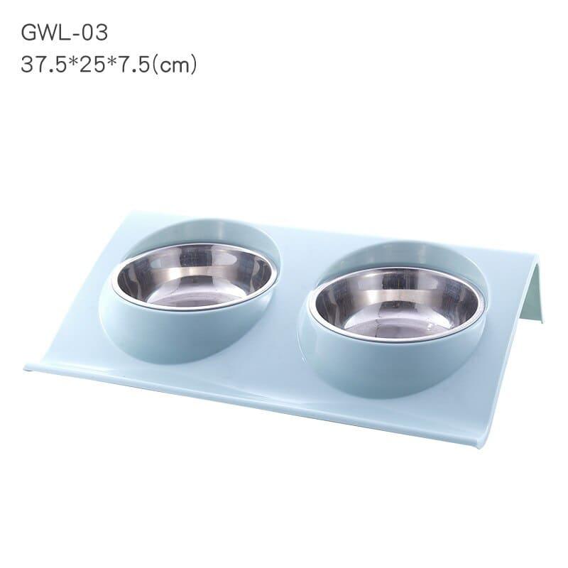 Pet Double Bowls Food Water Feeder - Stainless Steel Cat Food Bowl - toys4pets.shop