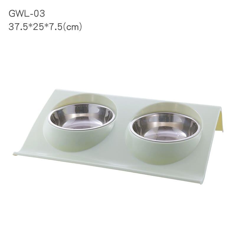 Pet Double Bowls Food Water Feeder - Stainless Steel Cat Food Bowl - toys4pets.shop