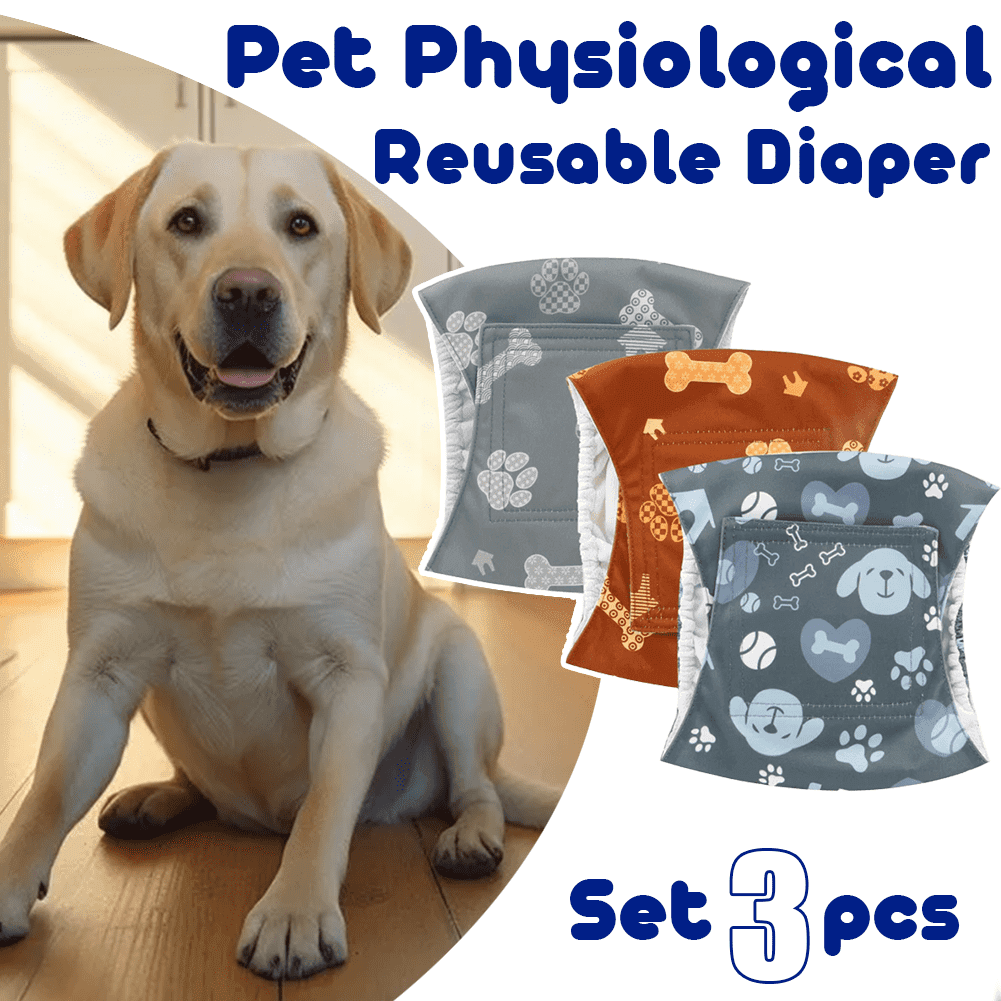 T4P Male Dog Reusable Diapers (Set 3 pcs) Male Dog Washable Diaper