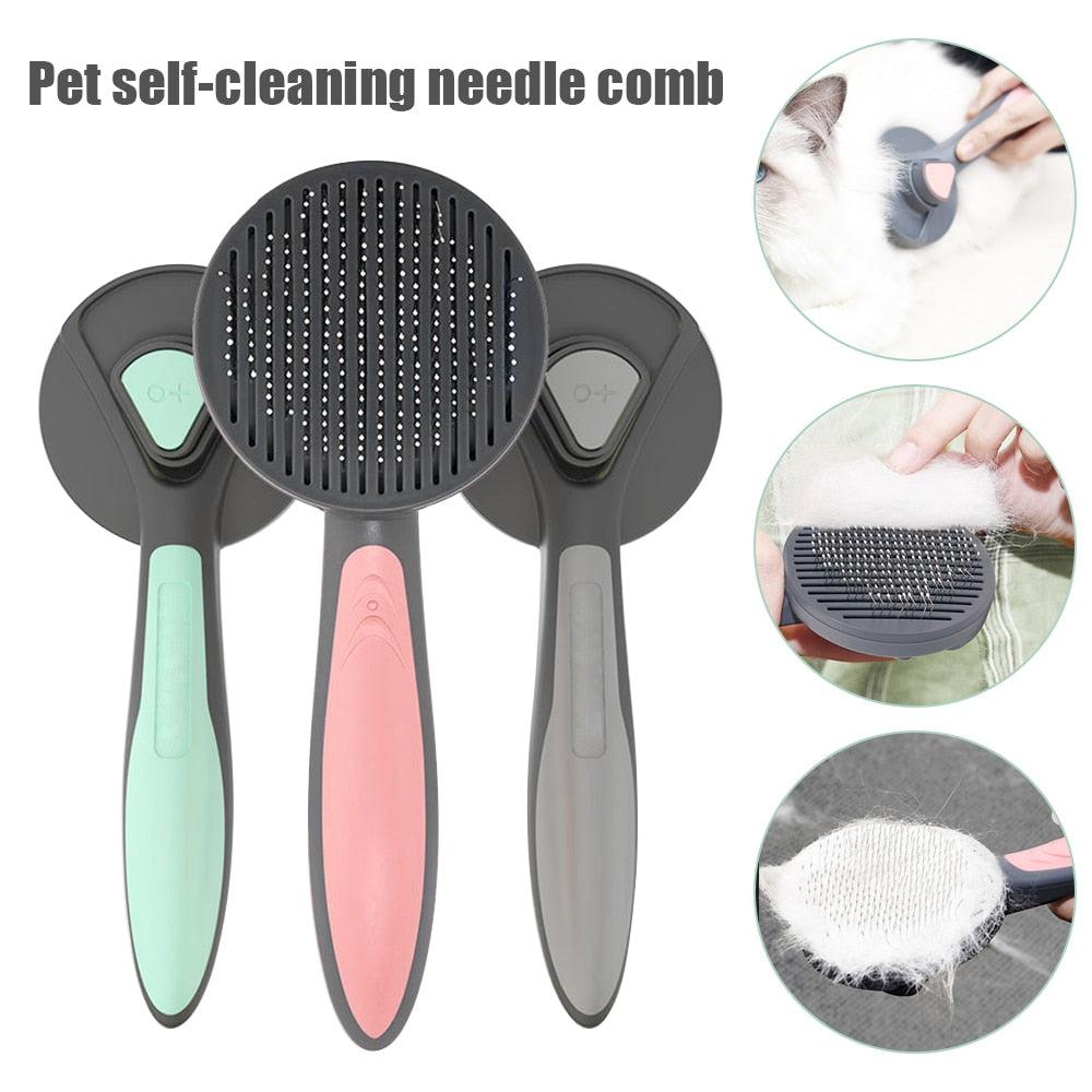 Effortless Pet Grooming with Kimpets Self-Cleaning Slicker Needle Comb - Say Goodbye to Tangled Hair - toys4pets.shop