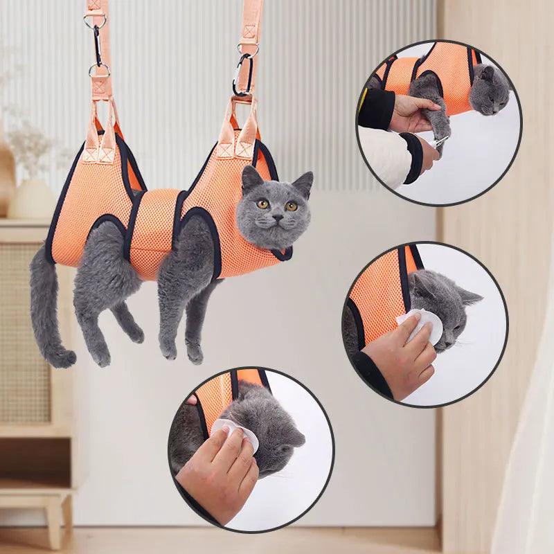 Ultimate Cat Grooming Hammock - Stress-Free Nail Cutting & Bathing Restraint Bag - toys4pets.shop