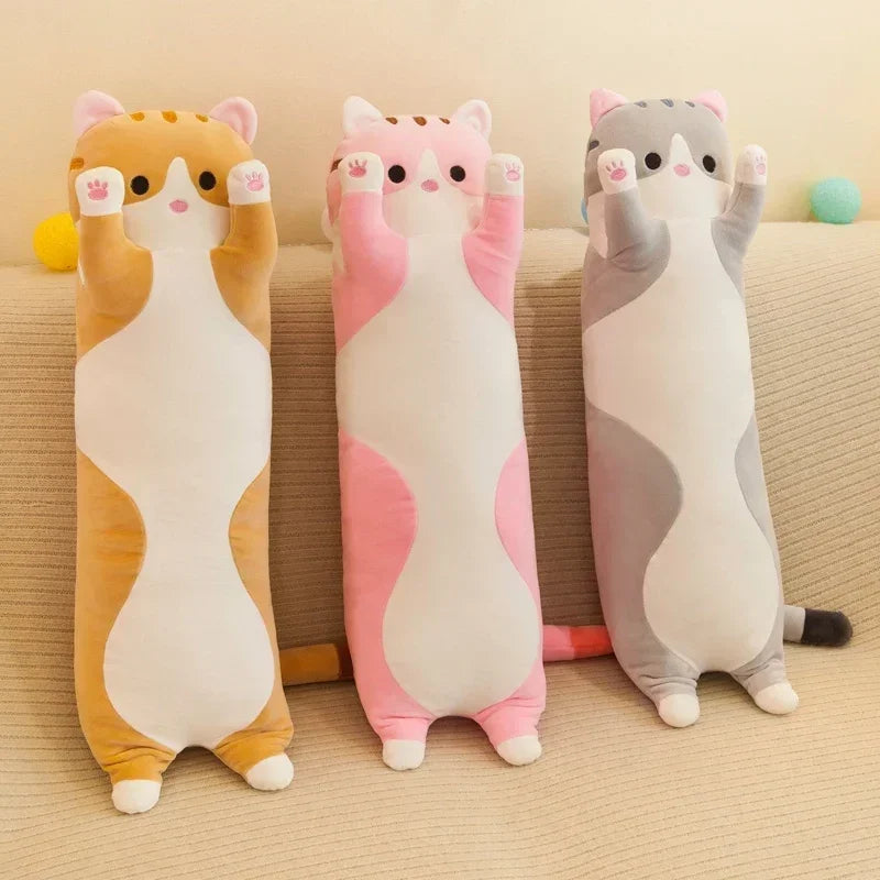 Big Size Long Cat Plush Toy - Cute Animal Soft Pillow for Kids and Office Naps - toys4pets.shop