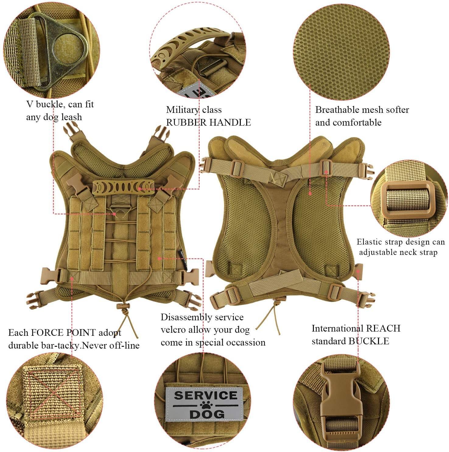 Dog Cloth Tactical Service Vest Harness - The Ultimate Gear for Outdoor Training and Military Patrol K9 Dogs - toys4pets.shop