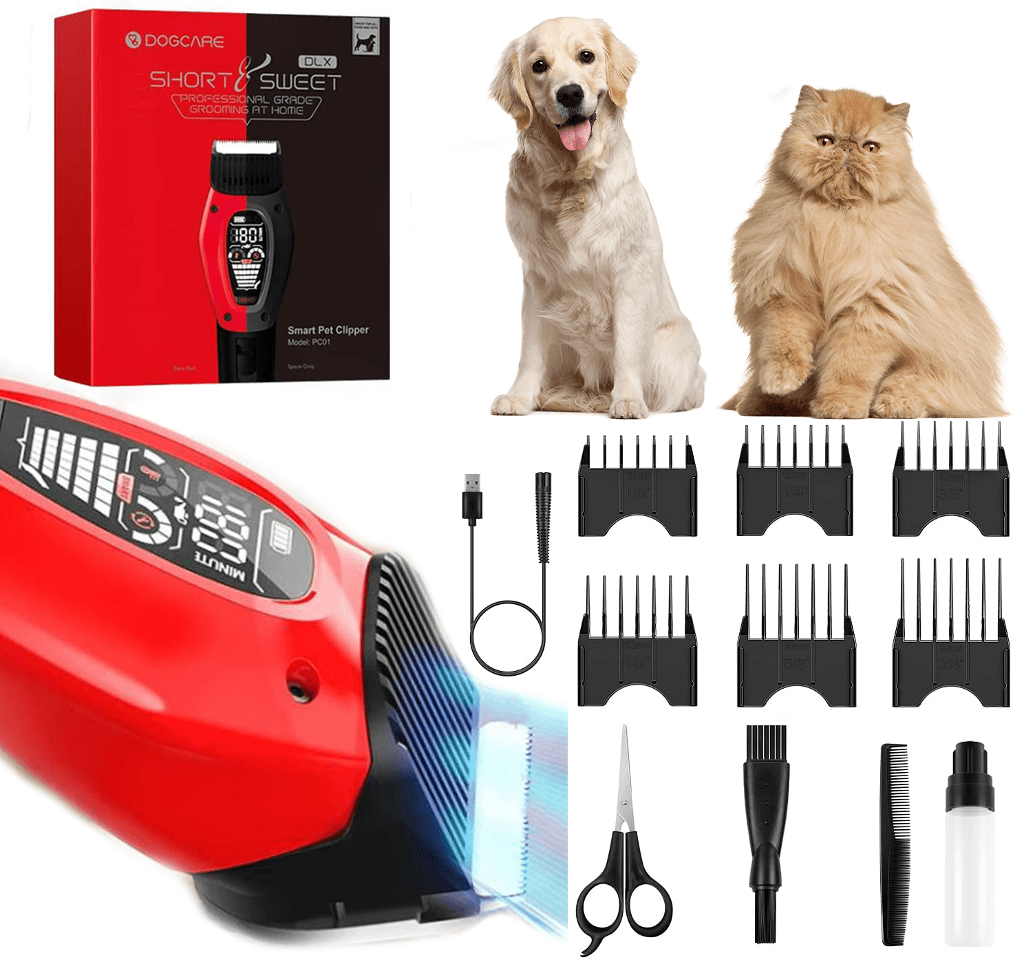 Dog and cat Hair Clippers with LED Display - Intelligent Low Noise Grooming Clippers - toys4pets.shop